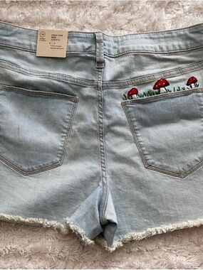 Target Light Wash Denim Shorts with Copper Button